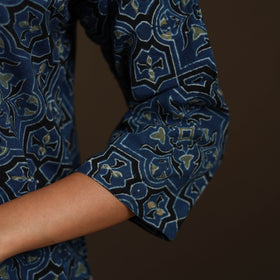 Ajrakh Hand Block Print Natural Dyed Cotton Straight Long Kurta for women 15