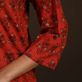 Ajrakh Hand Block Print Natural Dyed Cotton Straight Long Kurta for women 13