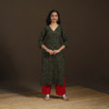 Ajrakh Hand Block Print Natural Dyed Cotton Straight Long Kurta for women 14