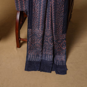 Woolen Ajrakh Hand Block Print Unstitched Dress Material: Kurta, Bottom with Dupatta 26