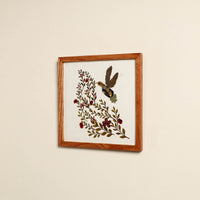 Humming Bird - Flower Art Work Wooden Wall Frame (8 x 8 in)