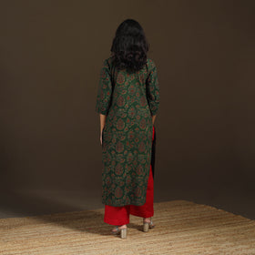Ajrakh Hand Block Print Natural Dyed Cotton Straight Long Kurta for women 14