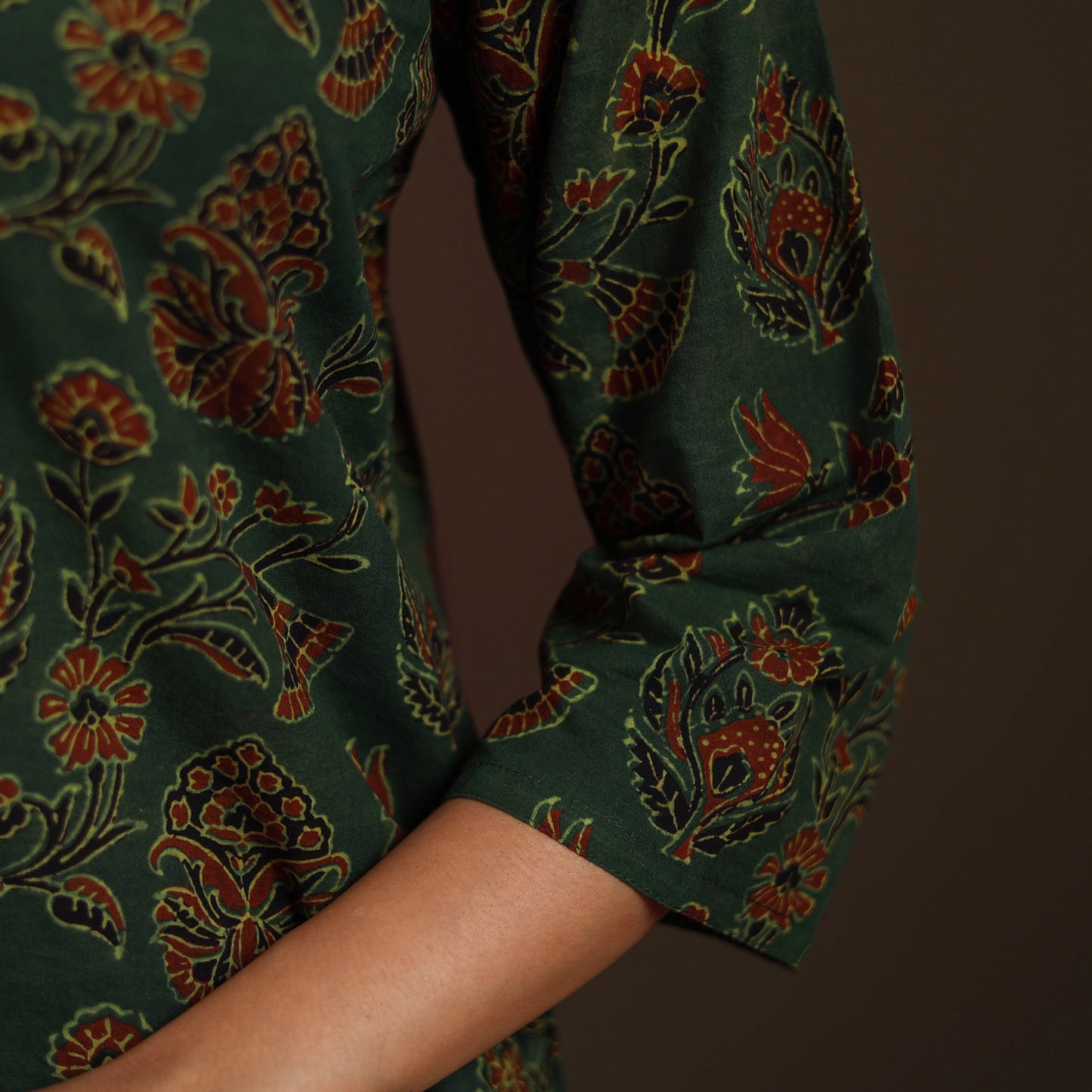 Ajrakh Hand Block Print Natural Dyed Cotton Straight Long Kurta for women 14