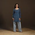 Ajrakh Hand Block Print Natural Dyed Cotton Full Sleeves Short Kurta for women 41