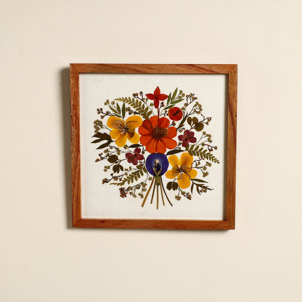 Flower Art Work Wooden Wall Frame (8 x 8 in)