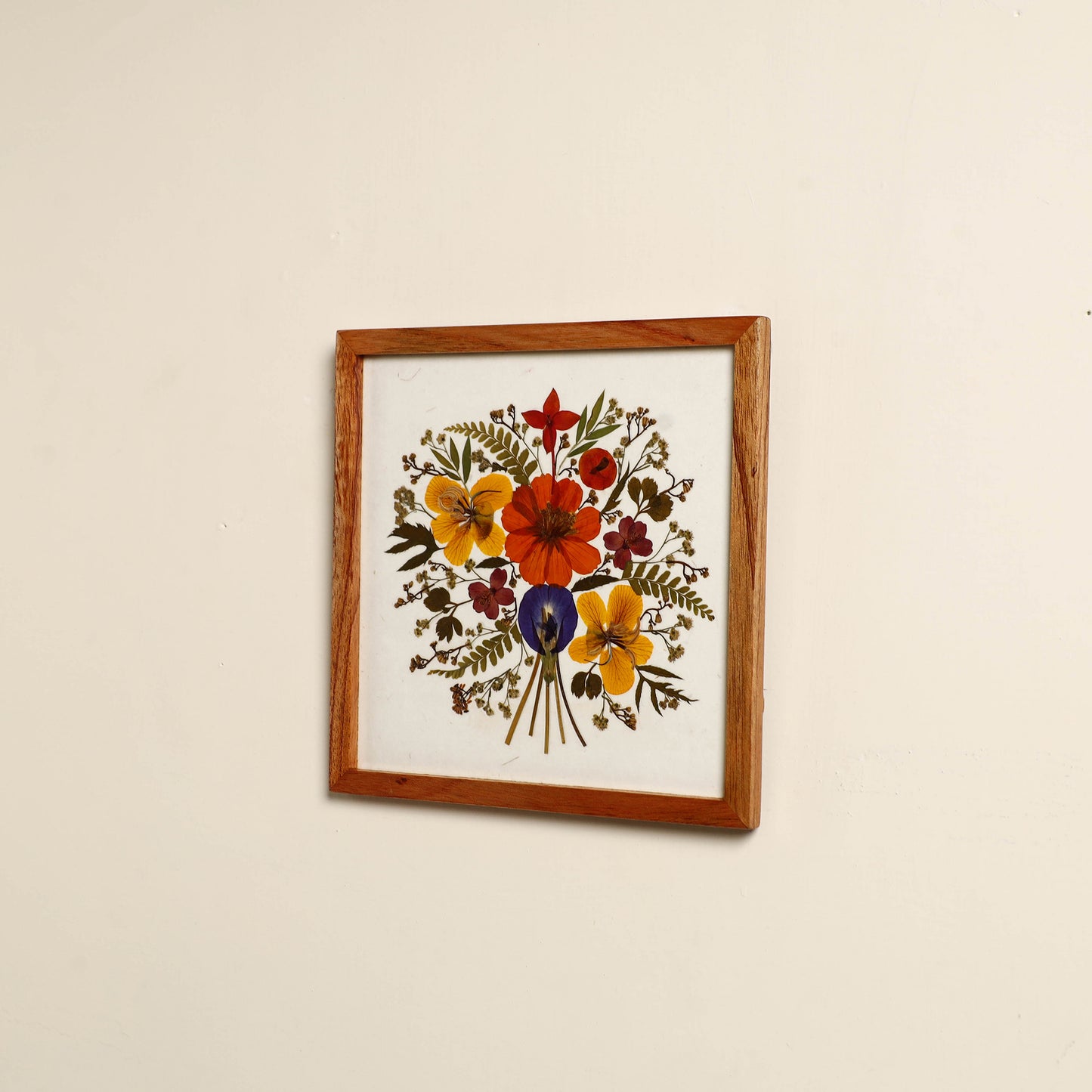 Flower Art Work Wooden Wall Frame (8 x 8 in)