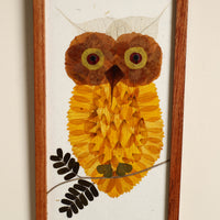 Owl Yellow - Flower Art Work Wooden Wall Frame (15 x 6 in)