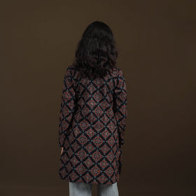 Ajrakh Hand Block Print Natural Dyed Cotton Full Sleeves Short Kurta for women 44