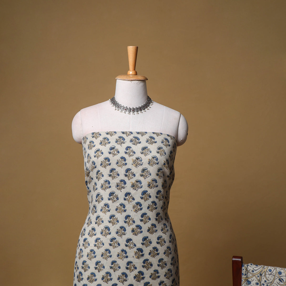 Woolen Ajrakh Hand Block Print Unstitched Dress Material: Kurta, Bottom with Dupatta 29