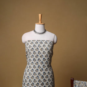 Woolen Ajrakh Hand Block Print Unstitched Dress Material: Kurta, Bottom with Dupatta 29