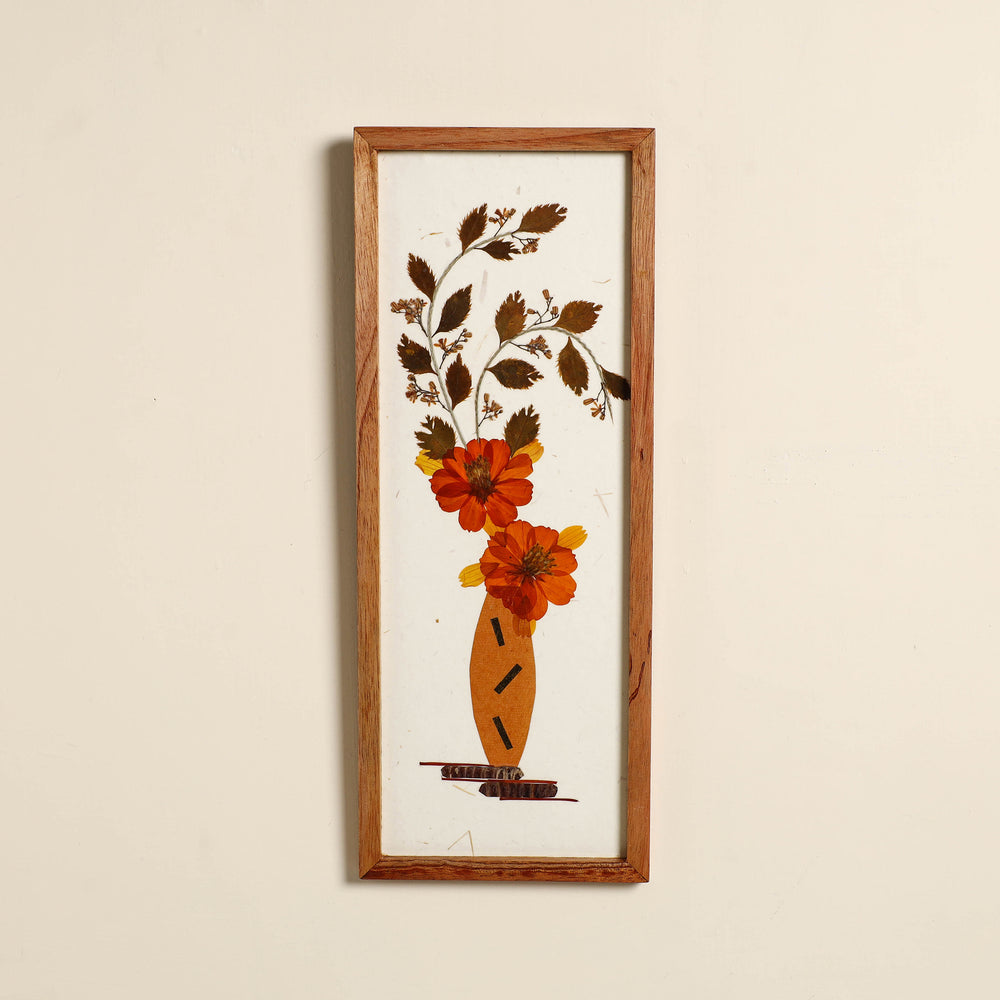 Flower Art Work Wooden Wall Frame (15 x 5 in)