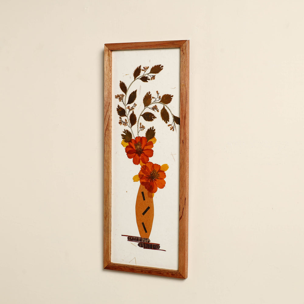 Flower Art Work Wooden Wall Frame (15 x 5 in)