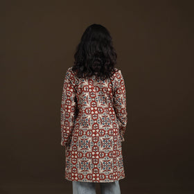Ajrakh Hand Block Print Natural Dyed Cotton Full Sleeves Short Kurta for women 45