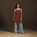 Ajrakh Hand Block Print Natural Dyed Cotton Sleeveless Short Kurta for women 47