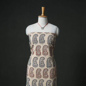 Ajrakh Block Print Natural Dyed Cotton Unstitched Dress Material: Kurta & Dupatta with Jewellery 10