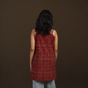 Ajrakh Hand Block Print Natural Dyed Cotton Sleeveless Short Kurta for women 47