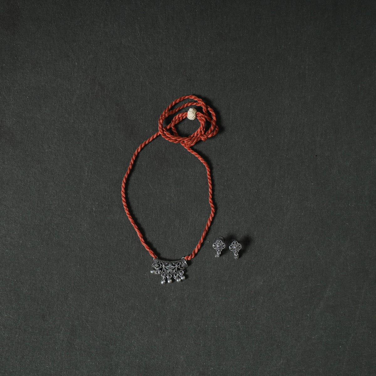 Ajrakh Block Print Natural Dyed Cotton Unstitched Dress Material: Kurta & Dupatta with Jewellery 10