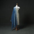 Ajrakh Block Print Natural Dyed Cotton Unstitched Dress Material: Kurta & Dupatta with Jewellery 11