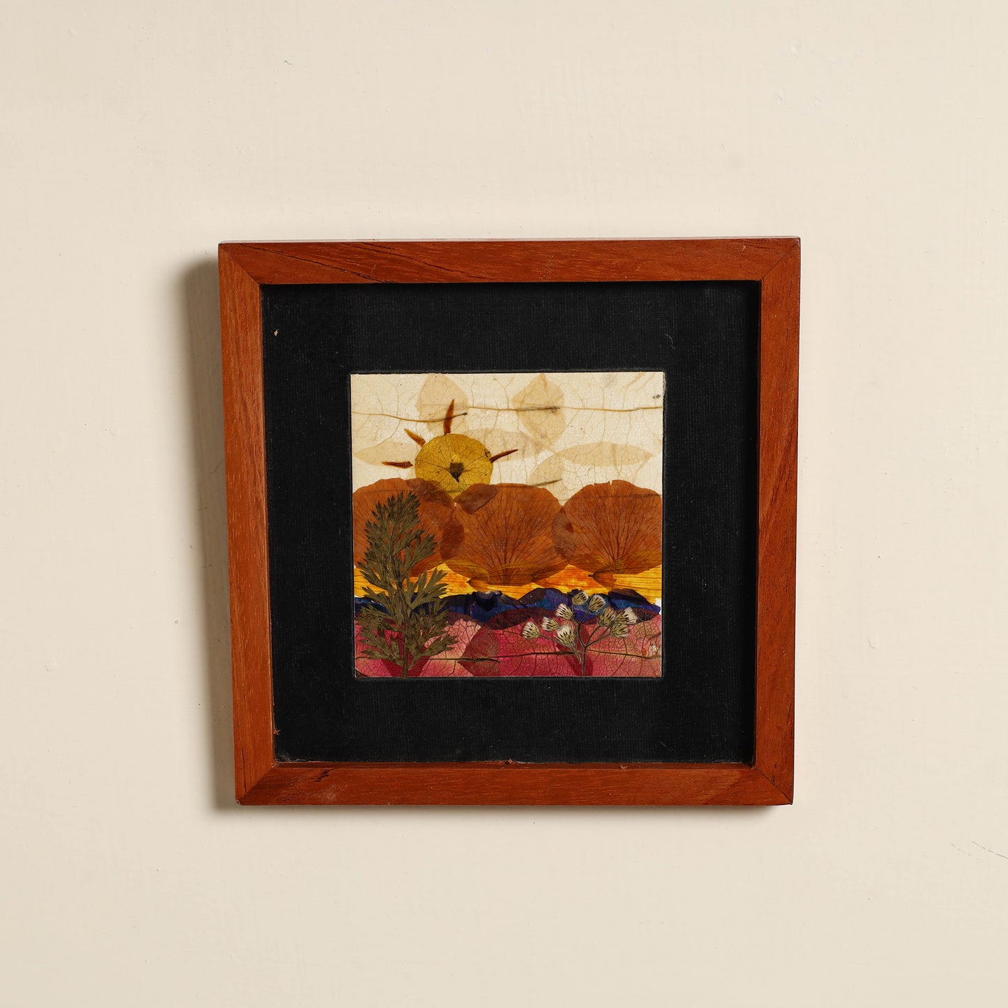 Sunset - Flower Art Work Wooden Wall Frame (6 x 6 in)