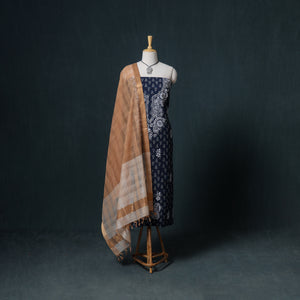 Lucknowi Chikankari Hand Work Unstitched Dress Material: Kurta & Dupatta with Jewellery 50