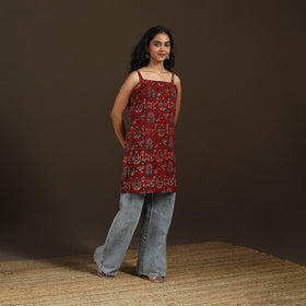 Ajrakh Hand Block Print Natural Dyed Cotton Sleeveless Short Kurta for women 48