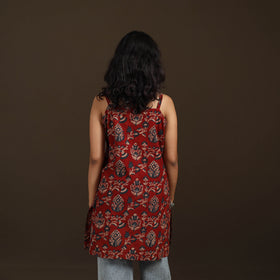 Ajrakh Hand Block Print Natural Dyed Cotton Sleeveless Short Kurta for women 48