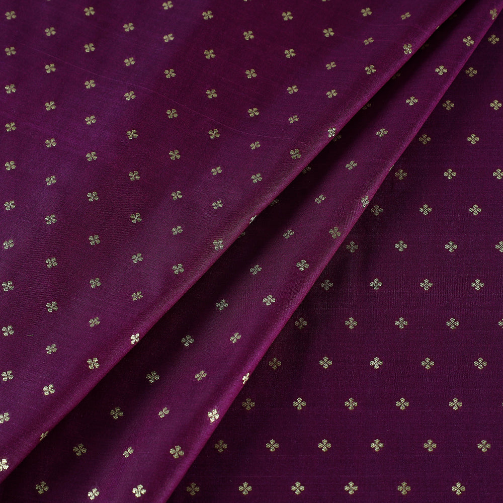 Purple - Cutwork Zari Buti Banarasi Silk Fabric 03