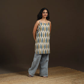 Ajrakh Hand Block Print Natural Dyed Cotton Sleeveless Short Kurta for women 46