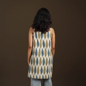 Ajrakh Hand Block Print Natural Dyed Cotton Sleeveless Short Kurta for women 46