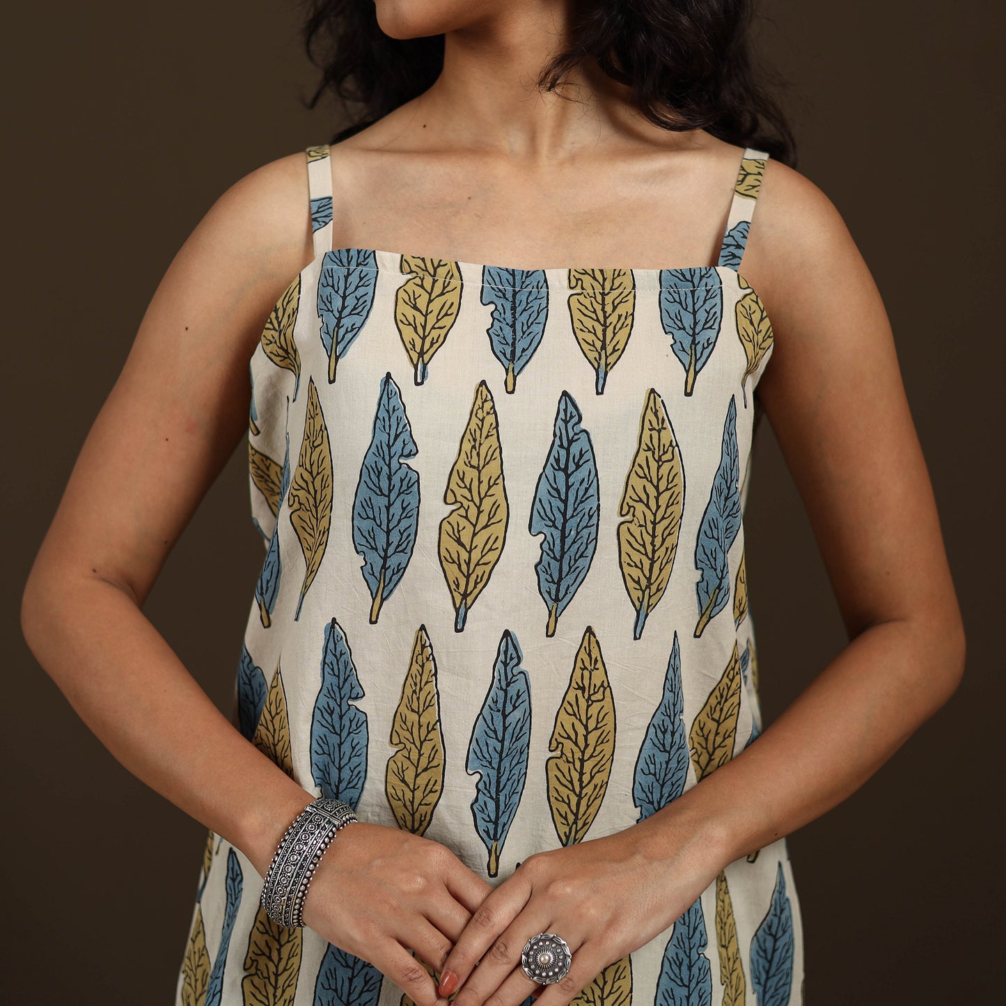 Ajrakh Hand Block Print Natural Dyed Cotton Sleeveless Short Kurta for women 46