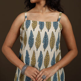 Ajrakh Hand Block Print Natural Dyed Cotton Sleeveless Short Kurta for women 46