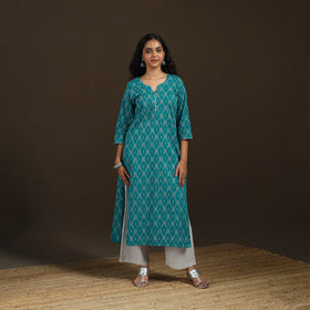 Pochampally Ikat Cotton Straight Long Kurta for Women 34