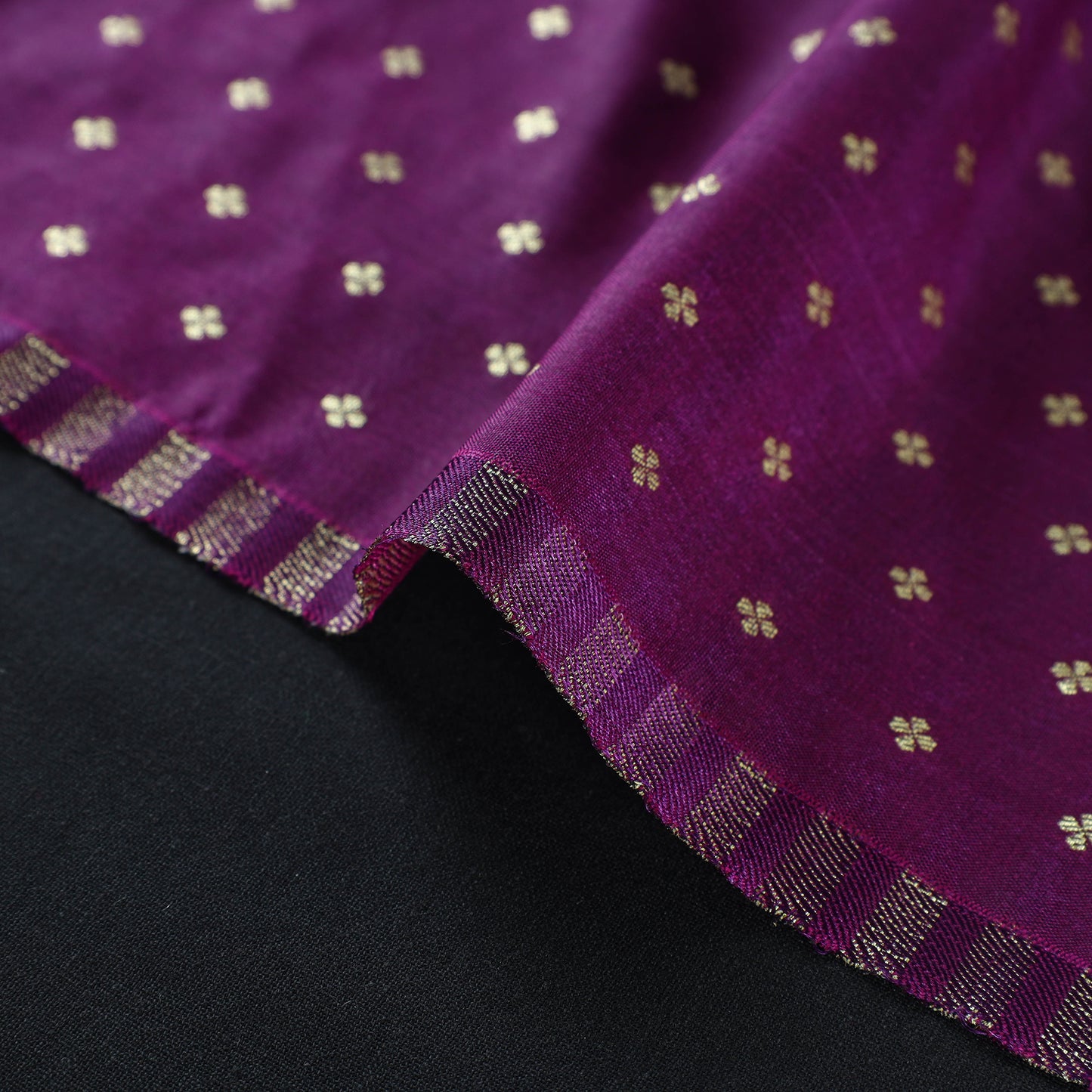 Purple - Cutwork Zari Buti Banarasi Silk Fabric 03