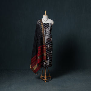 Lucknowi Chikankari Hand Work Unstitched Dress Material: Kurta & Dupatta with Jewellery 51