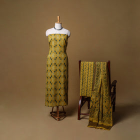 Woolen Ajrakh Hand Block Print Unstitched Dress Material: Kurta, Bottom with Dupatta 33