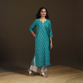 Pochampally Ikat Cotton Straight Long Kurta for Women 34