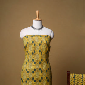 Woolen Ajrakh Hand Block Print Unstitched Dress Material: Kurta, Bottom with Dupatta 33