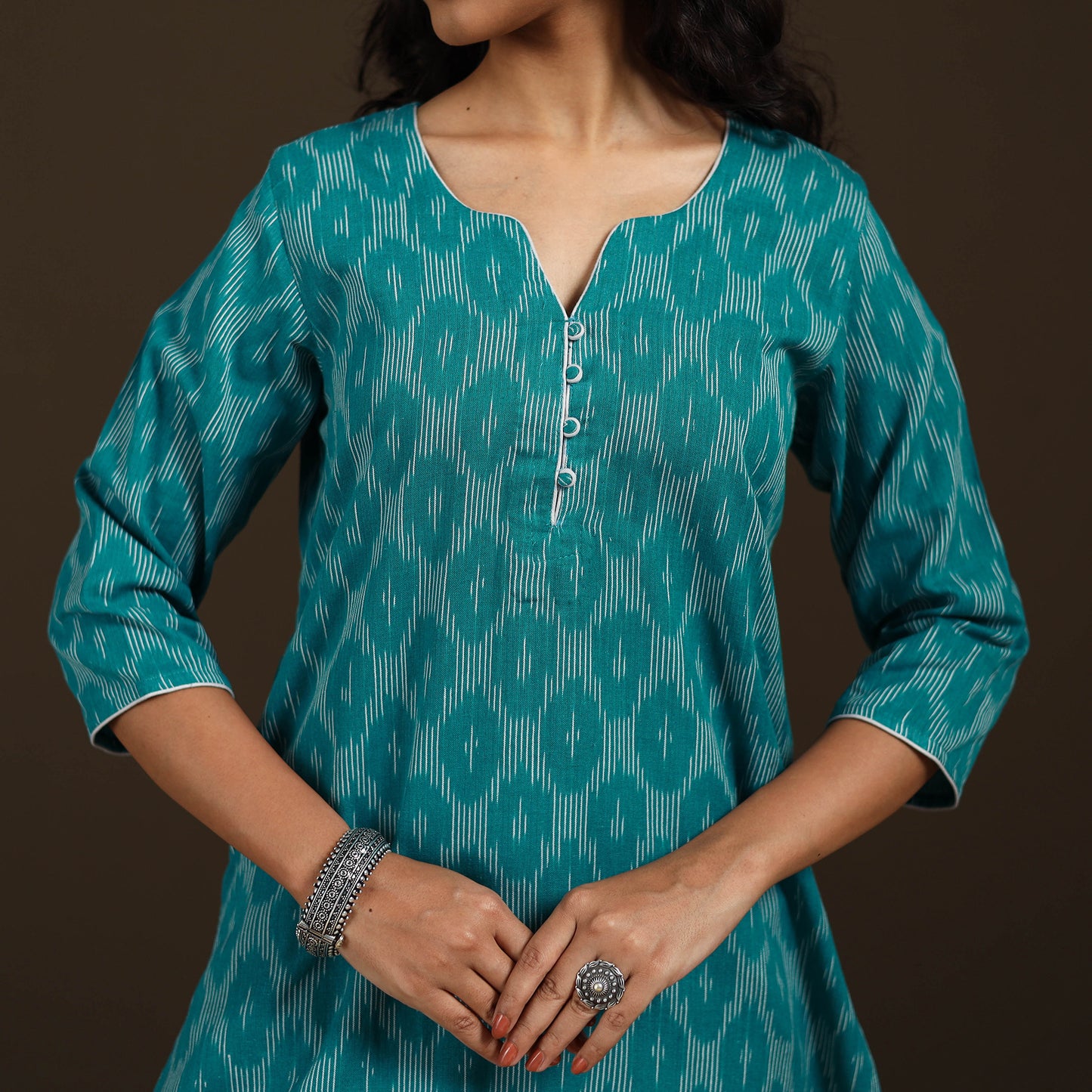 Pochampally Ikat Cotton Straight Long Kurta for Women 34
