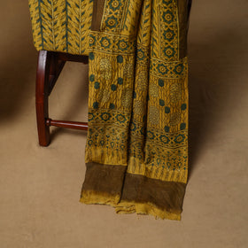 Woolen Ajrakh Hand Block Print Unstitched Dress Material: Kurta, Bottom with Dupatta 33