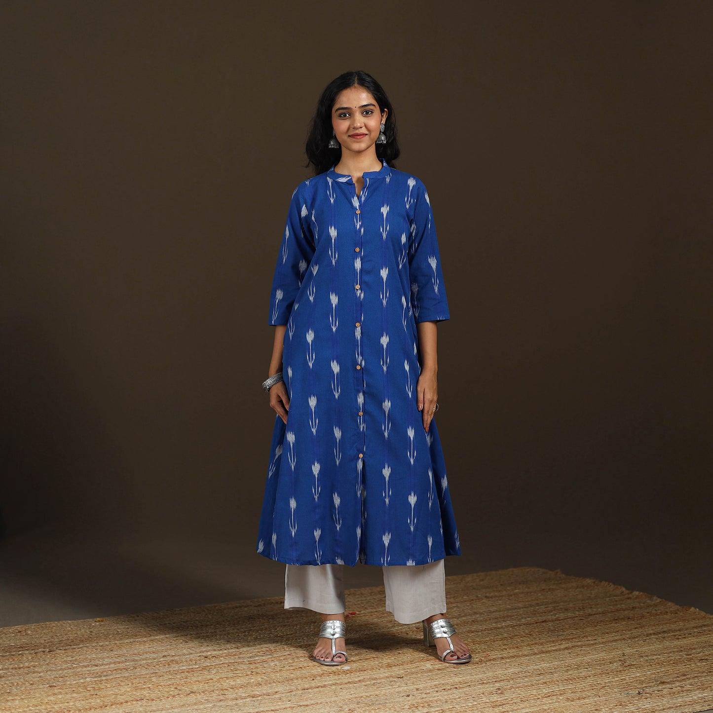Pochampally Ikat Cotton A-Line Long Kurta for Women 03