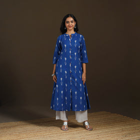 Pochampally Ikat Cotton A-Line Long Kurta for Women 03