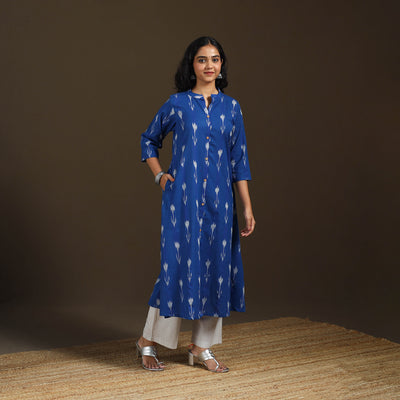Pochampally Ikat Cotton A-Line Long Kurta for Women 03