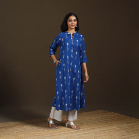 Pochampally Ikat Cotton A-Line Long Kurta for Women 03