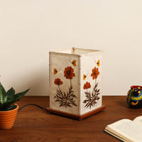 Cosmos Flower Art Work Lamp Shade with Wooden Base