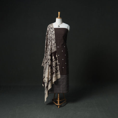 Jacquard cotton unstitched dress material: kurta & dupatta