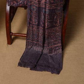 Woolen Ajrakh Hand Block Print Unstitched Dress Material: Kurta, Bottom with Dupatta 34