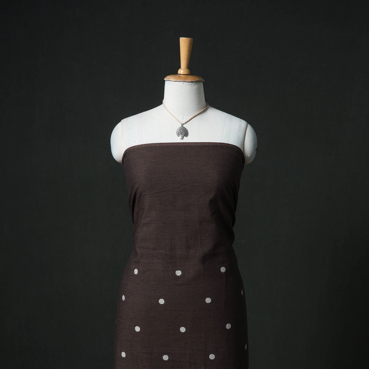 Jacquard Cotton Unstitched Dress Material: Kurta & Dupatta with Jewellery 14