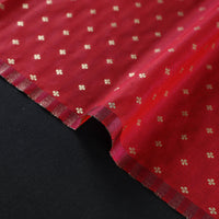 Red - Cutwork Zari Buti Banarasi Silk Fabric 02