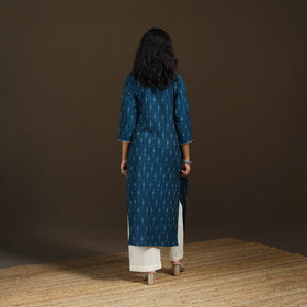 Sequin Work Pochampally Ikat Cotton Straight Long Kurta for Women 29