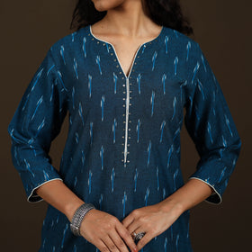 Sequin Work Pochampally Ikat Cotton Straight Long Kurta for Women 29